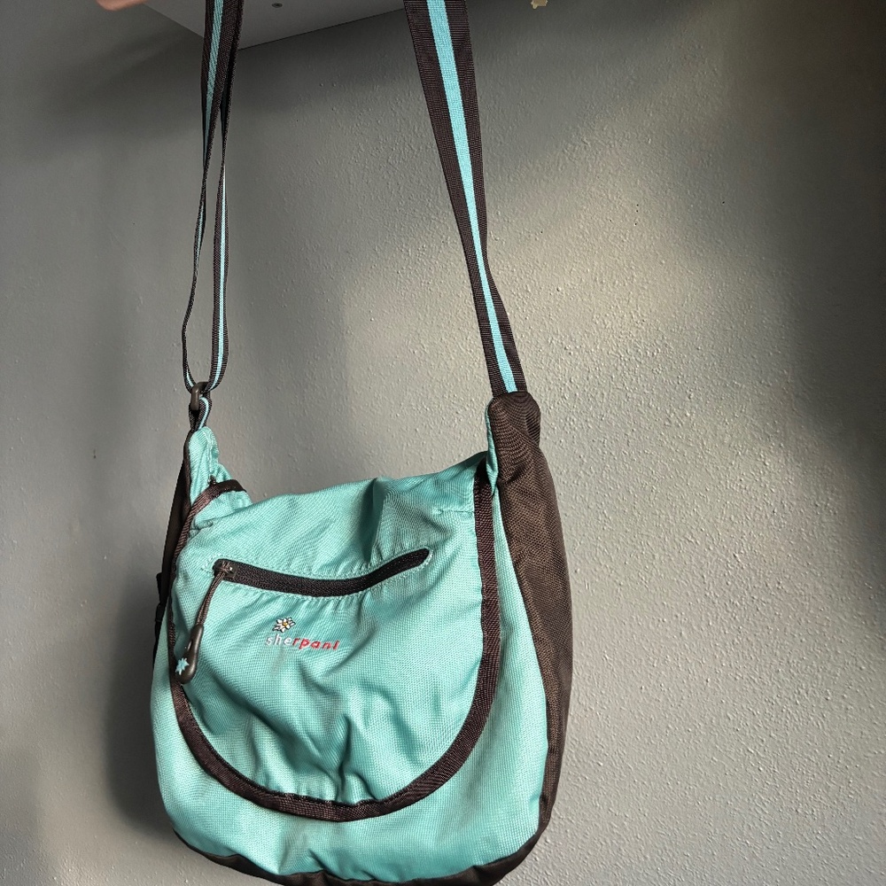Sherpani Milli Crossbody Bag - Aqua & Brown - Excellent Condition